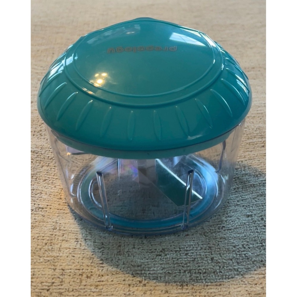 Prepology Manual Pull String Food Chopper 2 Cup Teal Vegetable Dicer Mincer